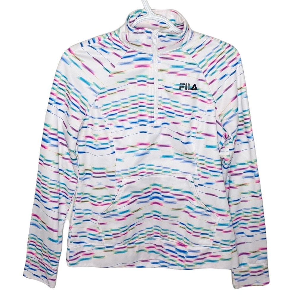Fila multicolor neon rainbow performance quarter zip top size S